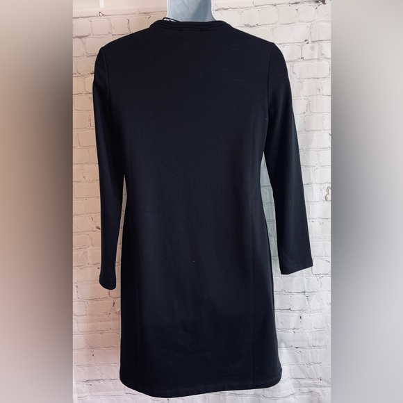 NWT DKNY Ling Sleeve Sweatshirt Dress.  Black With Chest Logo.  Size Large. - Picture 3 of 8